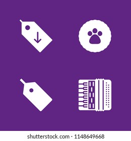 promotion icon. 4 promotion vectors with tag, accordion and sticker icons for web and mobile app