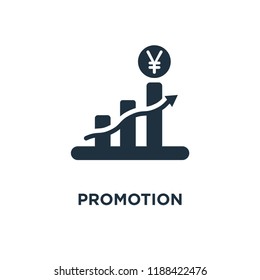 Promotion icon. Black filled vector illustration. Promotion symbol on white background. Can be used in web and mobile.