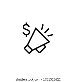 Promotion icon in black line style icon, style isolated on white background