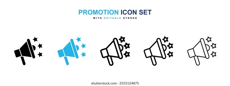 Promotion icon collection in black and blue colors