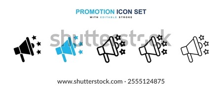 Promotion icon collection in black and blue colors