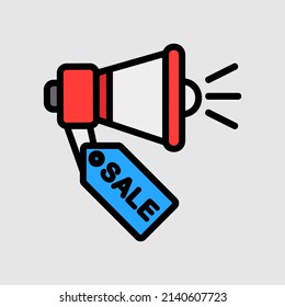 Icono de promoción en el estilo de línea rellena sobre el viernes negro, uso para presentación de aplicación móvil del sitio web
