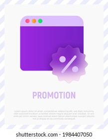 Promotion Icon In Glassmorphism Style. Sale On Web Site. E-commerce. Vector Illustration.