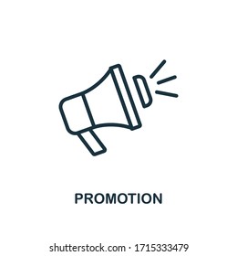 Icono de promoción. Elemento sencillo de estilo de línea de la colección de iconos de comercio electrónico. Pixel perfecto icono de promoción simple para el diseño web, aplicaciones, software, uso de impresión.