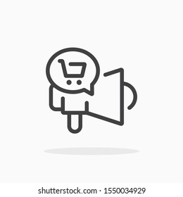 Promotion icon in line style. For your design, logo. Vector illustration. Editable Stroke.