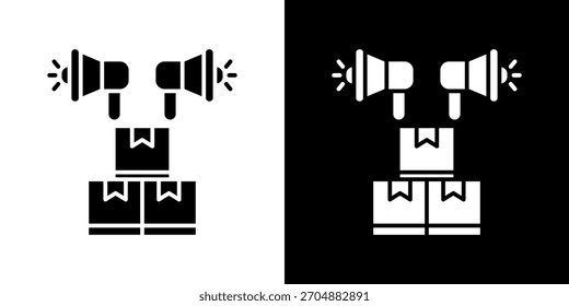 promotion icon set in black and white solid vector illustration