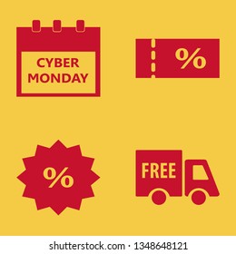promotion icon set with discount tag, sale ticket and free delivery vector illustration
