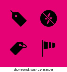 promotion icon set. flash off, tag and wind flag vector icon for graphic design and web