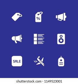 promotion icon set. tag, arrival and layout vector icon for graphic design and web