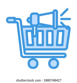 Promotion icon vector illustration in blue style for any projects, use for website mobile app presentation