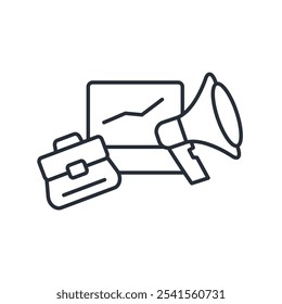 icono de promoción. Vector. Trazo editable. signo de estilo lineal para uso Diseño web, logotipo. Ilustración de símbolo.