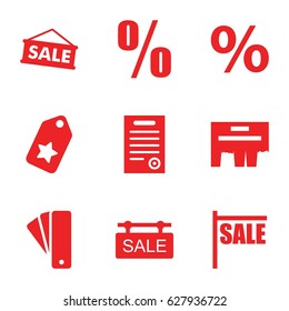 Promotion icons set. set of 9 promotion filled icons such as tag, sale tag, bill of house, ad, percent