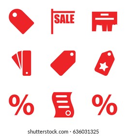 Promotion icons set. set of 9 promotion filled icons such as tag, bill of house sell, ad, percent