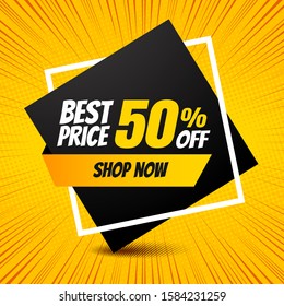 Promotion label best price sale, abstract yellow blackground, vector illustration, EPS10.