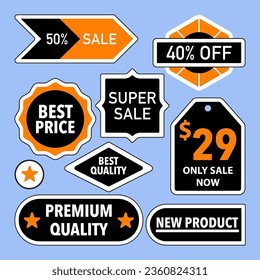 Promotion label, sticker and badge suitable for selling products.