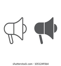 Promotion line and glyph icon, e commerce and marketing, megaphone sign vector graphics, a linear pattern on a white background, eps 10.