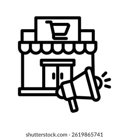 Ilustração Do Vetor Da Linha De Promoção Isolada No Plano De Fundo Branco.