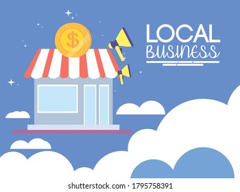 promotion of local business in the city vector illustration design