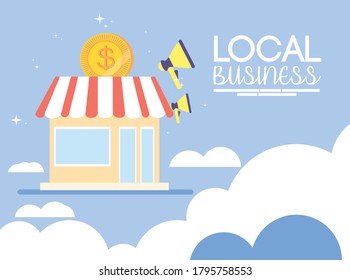 promotion of local business in the city vector illustration design