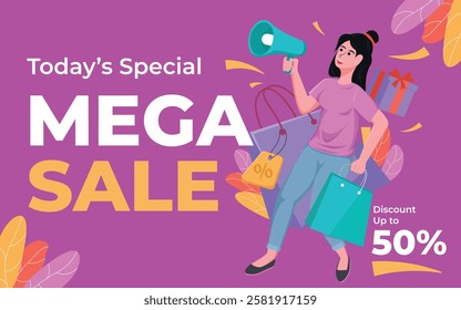 Promotion mega sale banner concept vector