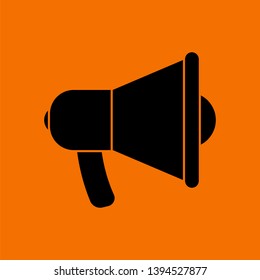 Promotion Megaphone Icon. Black on Orange Background. Vector Illustration.
