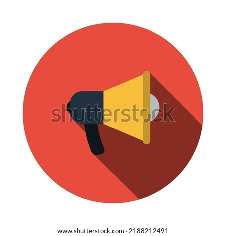 Promotion Megaphone Icon. Flat Circle Stencil Design With Long Shadow. Vector Illustration.
