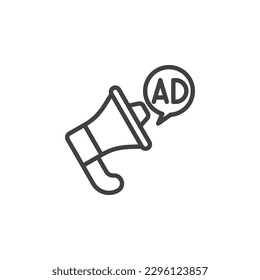 Promotion, megaphone line icon. linear style sign for mobile concept and web design. Bullhorn advertising outline vector icon. Symbol, logo illustration. Vector graphics