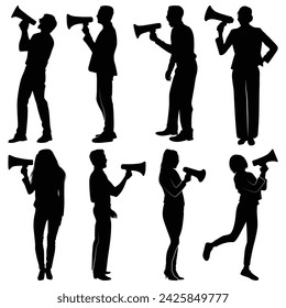 Promotion with Megaphone Silhouettes Vector