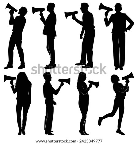 Promotion with Megaphone Silhouettes Vector