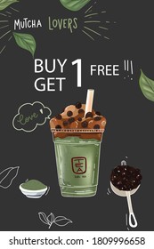 Promotion milk tea bubble brown sugar  matcha green tea 