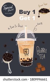 Promotion Milk Tea Bubble Brown Sugar  Matcha Green Tea 