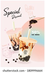 Promotion milk tea bubble brown sugar  matcha green tea 