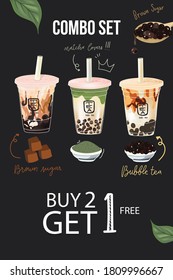 Promotion milk tea bubble brown sugar  matcha green tea 