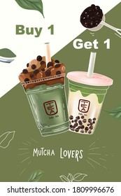 Promotion milk tea bubble brown sugar  matcha green tea 