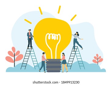 Promoción en la red. gerente de trabajos remotos, buscando nuevas soluciones de ideas, trabajando juntos en la empresa, vector de lluvia de ideas