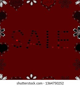 Promotion offer with nice elements decoration in red, black, brown colors. Sale banner template with cute elements in colorful background. Seamless pattern. Card for shoping. Summer background. Vector