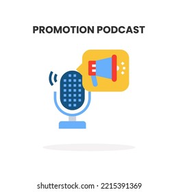 Promotion Podcast flat icon. Vector illustration on white background.