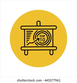 Promotion for the position. Top 10. Vector line icon.