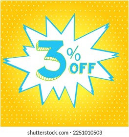 Promoción post 3% off ofrece ilustración vectorial