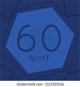 promoción después del 60% de descuento diseño color azul formas geométricas