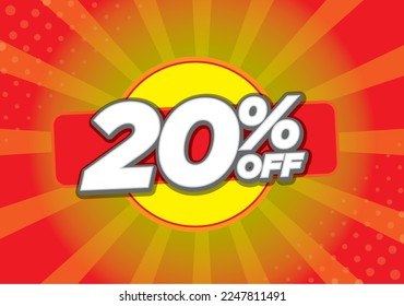 Promotion price tag 20%off, in coloured light background