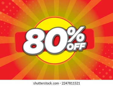 Promotion price tag 80%off, in coloured light background