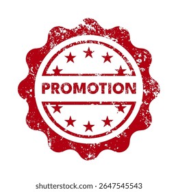 promoção - carimbo vermelho redondo com efeito grunge - ilustração vetorial
