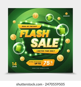 Promotion Sale Ad green banner flash sale background