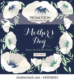 Promotion sale for Happy Mother's day, flowers vector