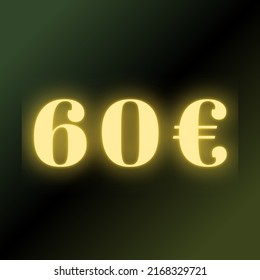 60€ promotion sale for website, internet ads, social media. Big sale and super sale coupon code euro, discount gift voucher coupon summer offer ends weekend