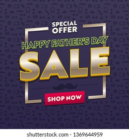 Promotion and Shopping Template for Fathers Day Holiday. Special Offer and Sale Promotion Flyer Design, Social Media Template for Placard, Flyer, Presentation or Brochure. Vector Illustration, Banner