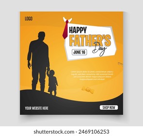 a promotion social media poster for Father's Day with yellow background