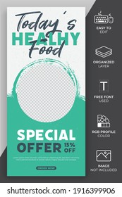 Promotion Social Media Story Template Vector Design. Food Post Template Can Be Use For Feed And Marketing