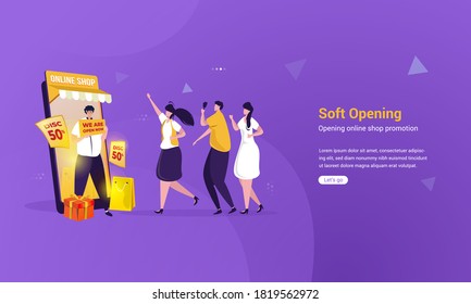Promotion For Soft Opening Online Store Illustration Concept